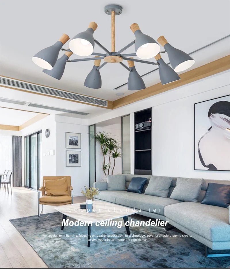 Scandinavian Ceiling Chandelier Living Room LED Chandelier Bedroom Wooden Ceiling Lights Kitchen 220V Interior Decor Lighting - Julia M LifeStyles