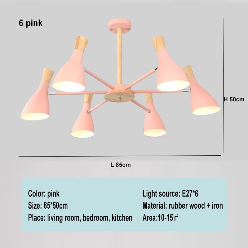 Scandinavian Ceiling Chandelier Living Room LED Chandelier Bedroom Wooden Ceiling Lights Kitchen 220V Interior Decor Lighting - Julia M LifeStyles