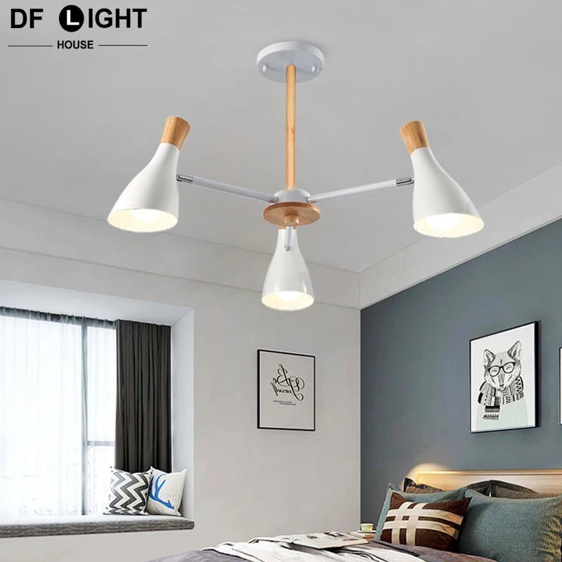 Scandinavian Ceiling Chandelier Living Room LED Chandelier Bedroom Wooden Ceiling Lights Kitchen 220V Interior Decor Lighting - Julia M LifeStyles