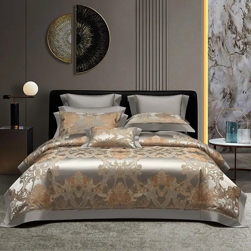 Silk-Like Satin 7-Piece Duvet Cover Set with Double Stitching & Pillowcases - Julia M LifeStyles