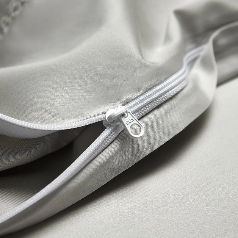 Silk - Like Satin 7 - Piece Duvet Cover Set with Double Stitching & Pillowcases - Julia M LifeStyles