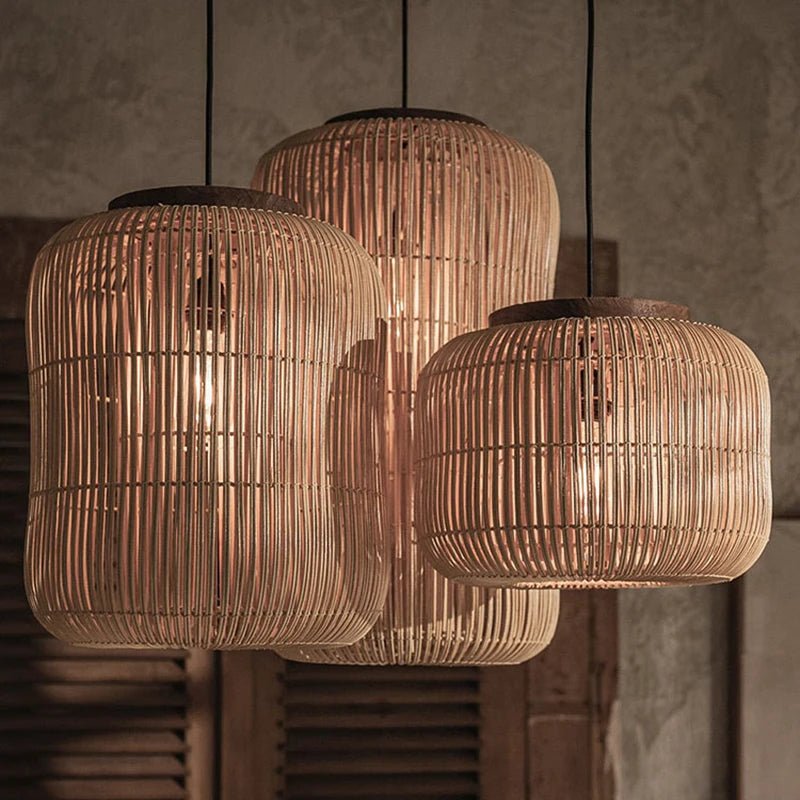 Vintage Rattan Pendant Lamp - Wabi-Sabi LED Chandelier - Julia M LifeStyles