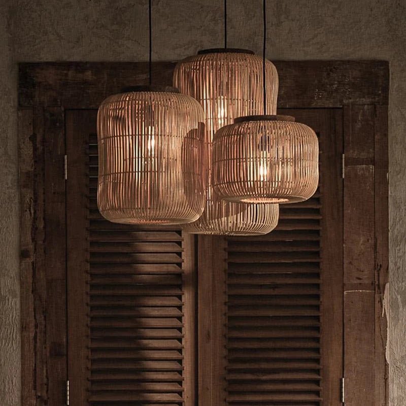 Vintage Rattan Pendant Lamp - Wabi-Sabi LED Chandelier - Julia M LifeStyles