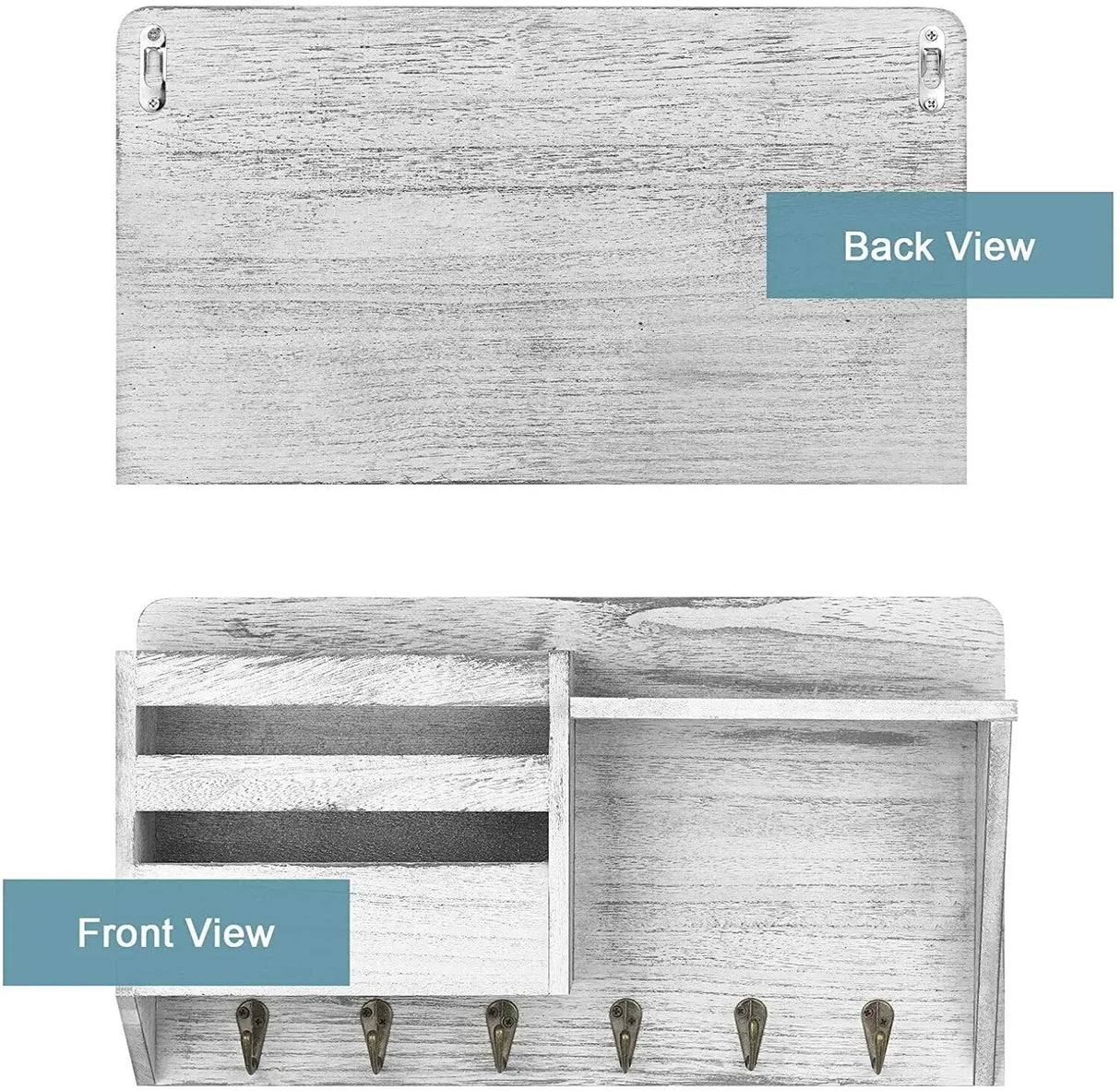 Elegant Wooden Wall Mounted Key and Mail Organizer with 6 Hooks - Julia M LifeStyles