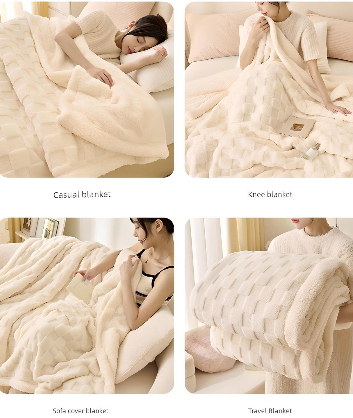 Winter Coral Fleece Minimalist Bed Blanket - Julia M LifeStyles