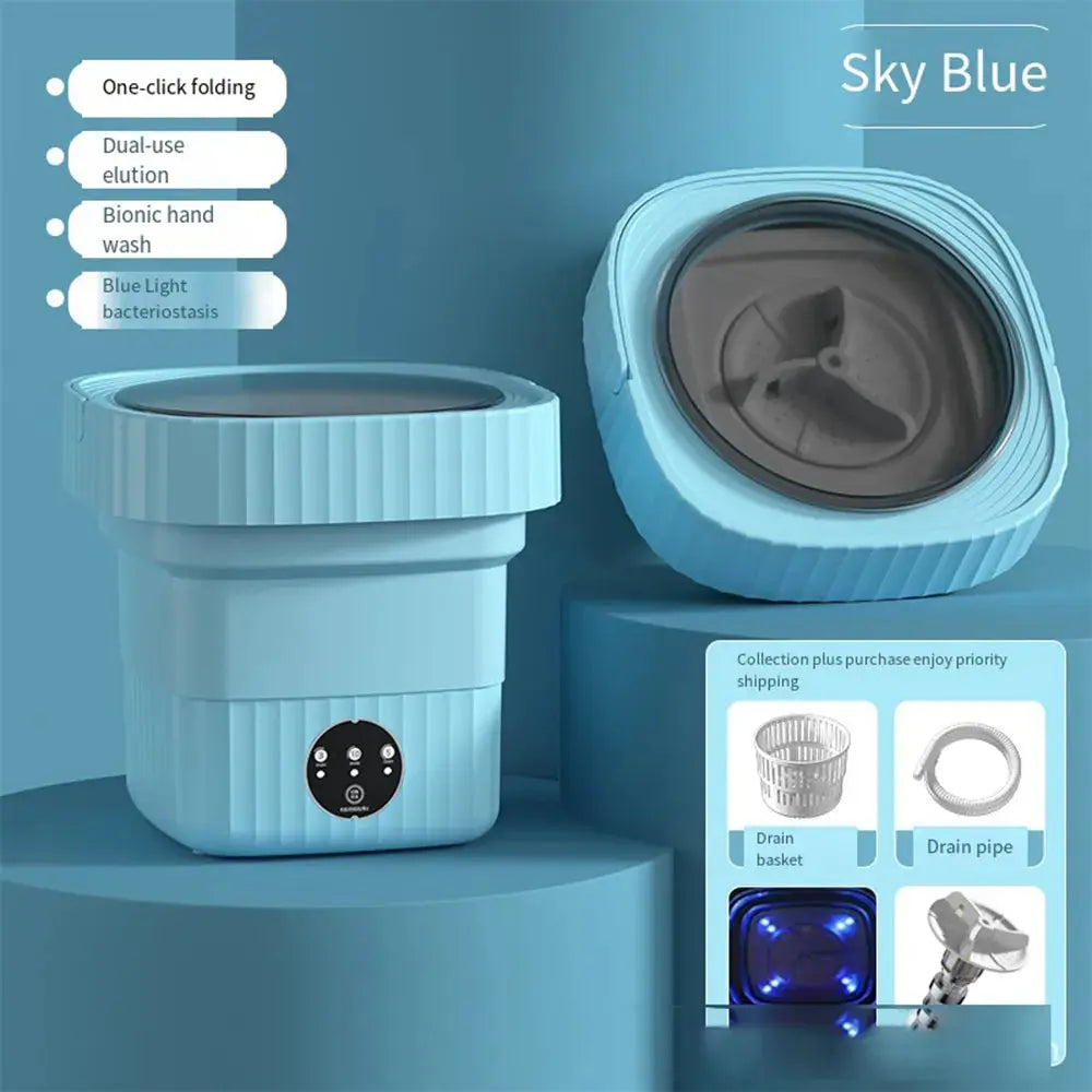 Portable Spin Dryer Bucket Washer: Big Capacity for Travel & Home Julia M Home & Kitchen Blue 6L blue light us