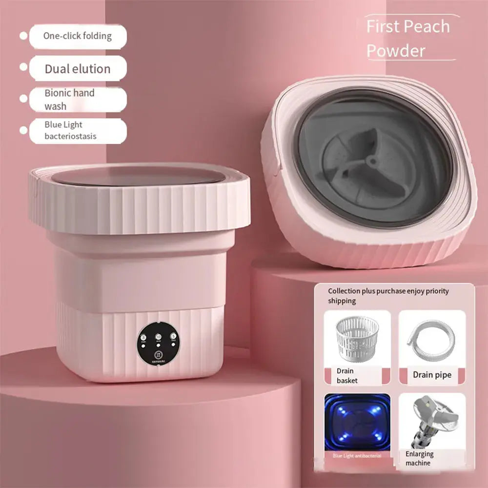 Portable Spin Dryer Bucket Washer: Big Capacity for Travel & Home Julia M Home & Kitchen Pink 6L blue light us