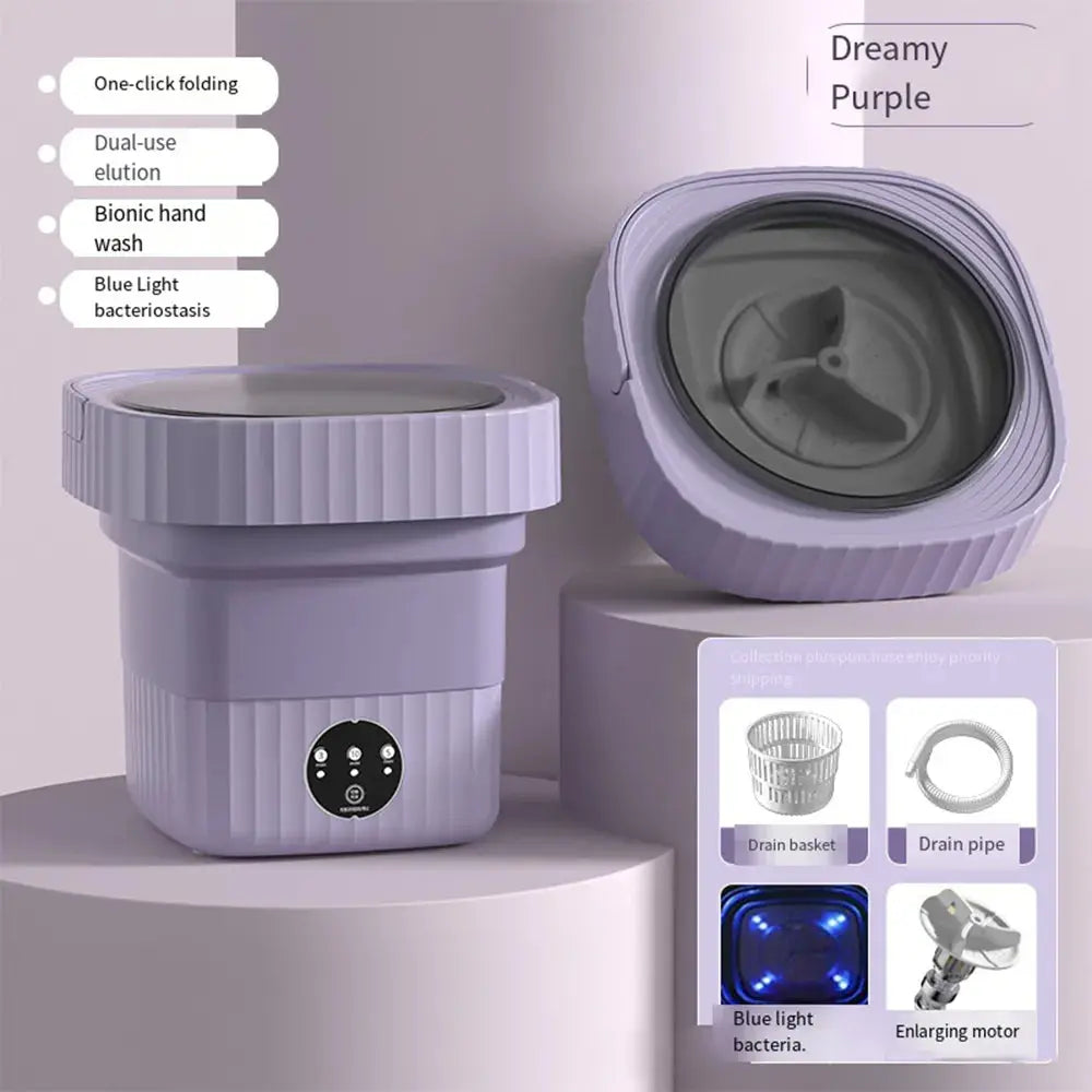 Portable Spin Dryer Bucket Washer: Big Capacity for Travel & Home Julia M Home & Kitchen Purple 6L blue light us
