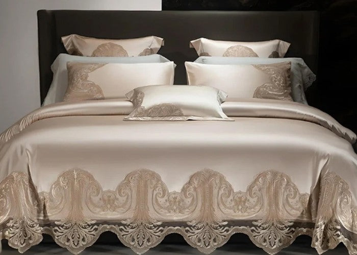Luxury pure cotton lace bedding set