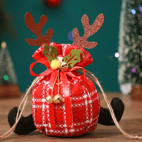 European Style Antlers Checkered Cloth Apple Gift Bag