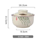 6.5 inch instant noodles bowl with cover bento box student underglaze color ceramic suit Lamian Noodles bowl canteen tableware