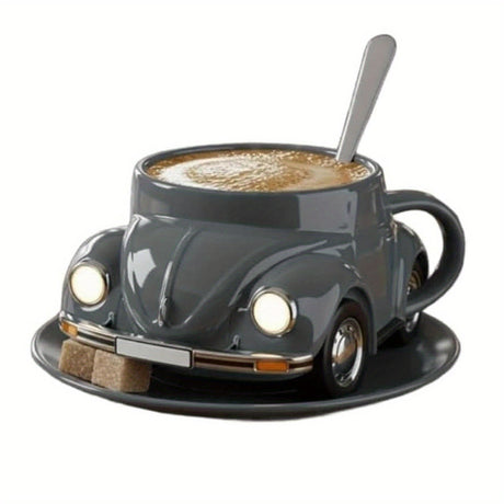 [Vintage Racing Car Mug] Vintage Red Racing Car Mug - Large Capacity Glass Coffee Cup with Front Windshield Design, Automotive Decor Cup for Home, Office, Cafe - Gift for Car Lovers (Sturdy Drinkware, Unique, Novelty) Julia M LifeStyles