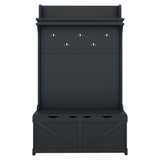 Hall tree with storage desk, entrance desk with drawers and 5 hooks, display rack, dark blue