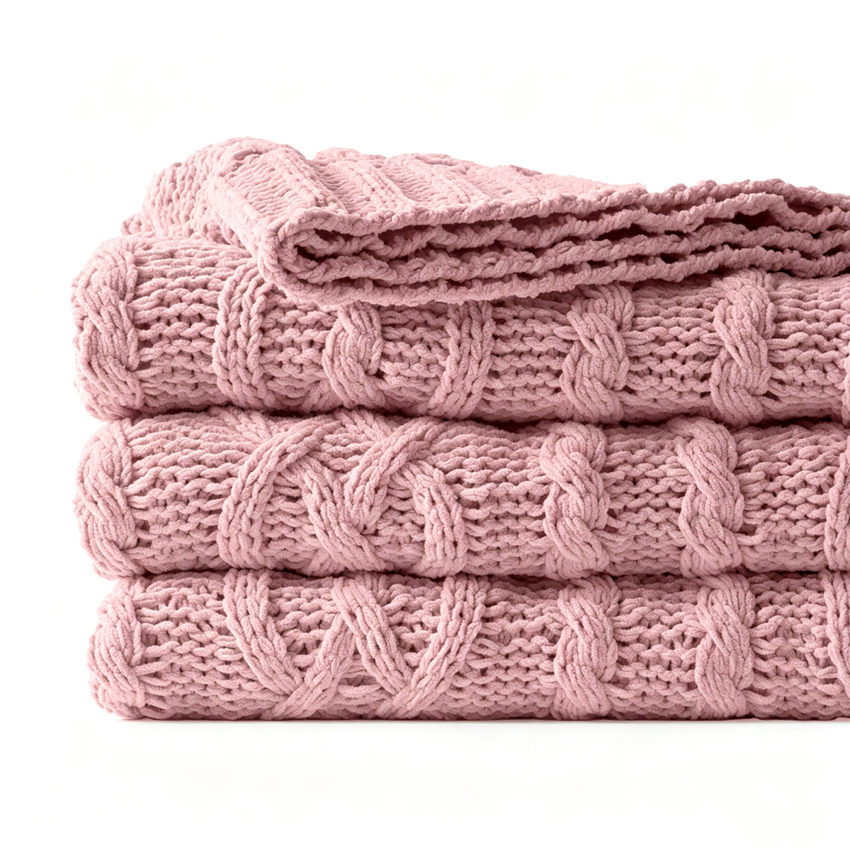 Handcrafted Cable Knit Oatmeal Throw – Soft Textured Blanket