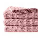Handcrafted Cable Knit Oatmeal Throw – Soft Textured Blanket