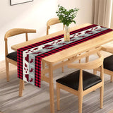 Christmas table flag linen Christmas reindeer checkered printed tablecloth holiday banquet table decoration tablecloth mat