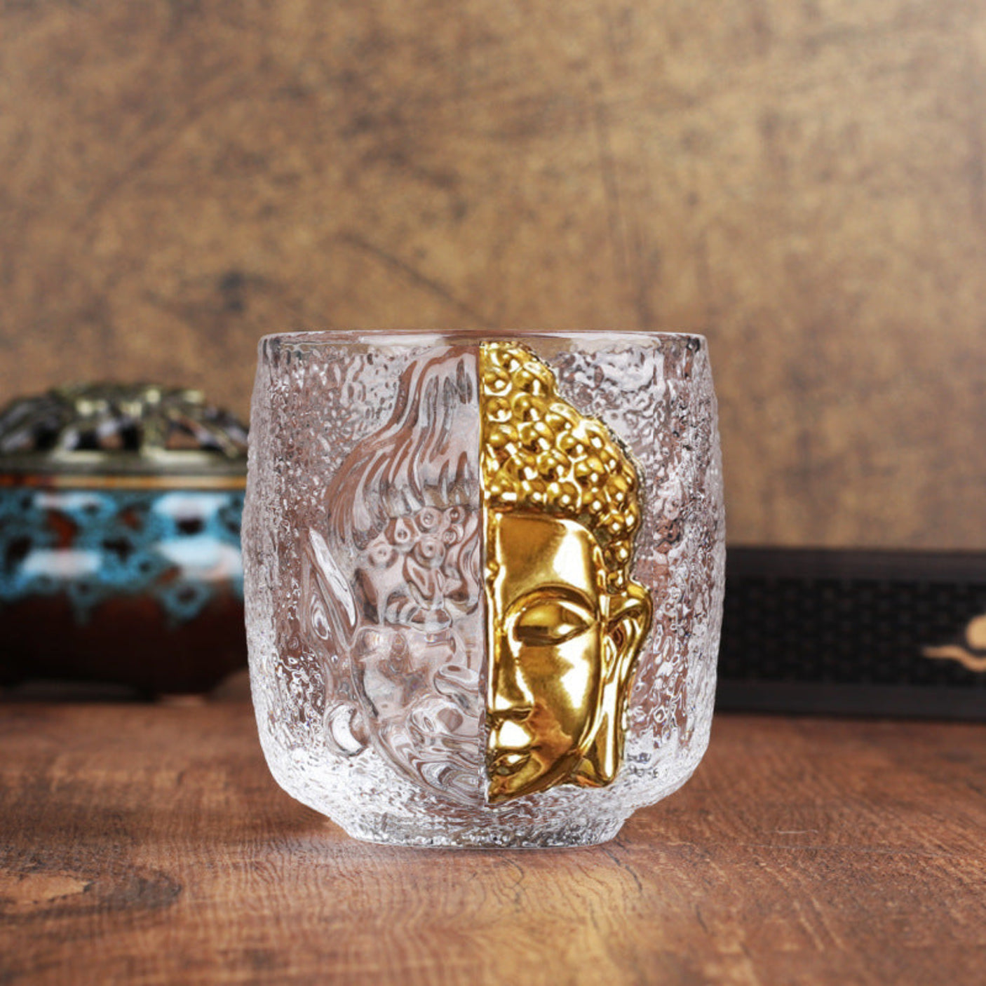 Japanese Crystal Glass Tea Cup with Elegant Colored Glaze – 140ML