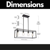 Pendant Lighting 4 Light Industrial Vintage Open Frame Rectangle Chandeliers Modern Black Linear Cage Ceiling Light Fixture - Julia M LifeStyles
