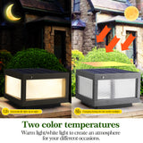 12-Inch Black Solar Powered LED Post Cap Light - Elegant Modern Outdoor Lighting Solution