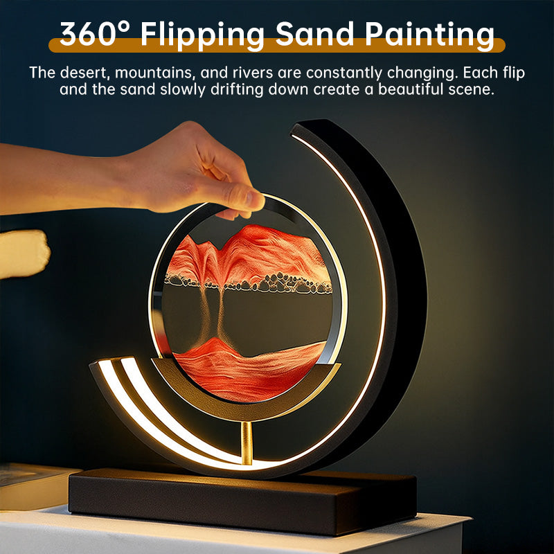 European Style LED Flowing Sand Painting Lamp - Elegant Night Light for Home