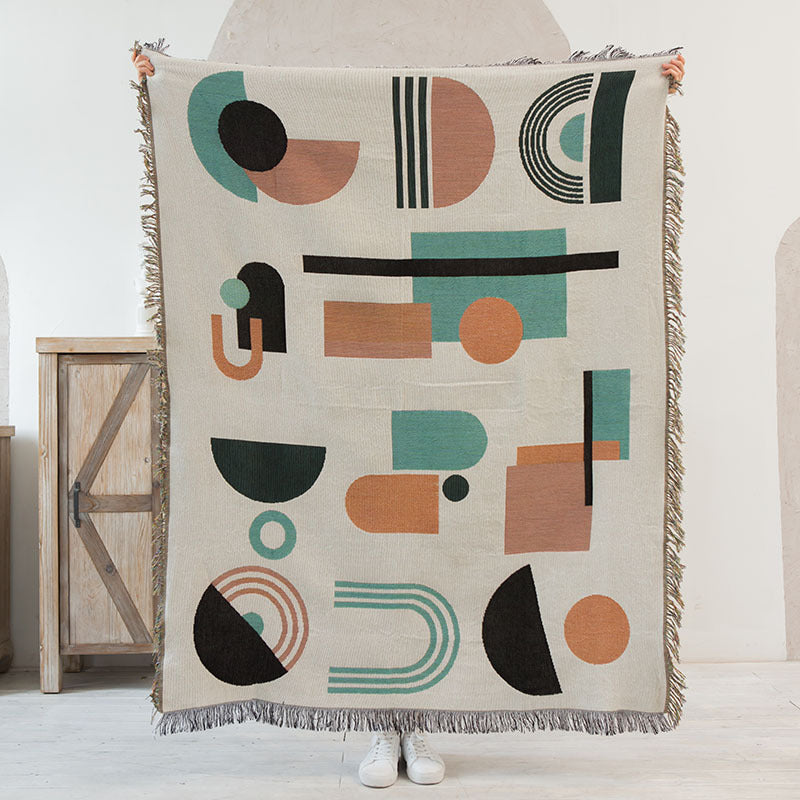 Artistic Cotton-Acrylic Knit Throw Blanket – Elegant American Style Designs