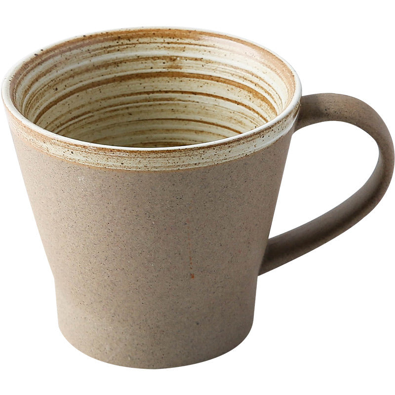 Coarse pottery coffee cup and plate set creative handmade retro coffee cup artistic cup plate milk cup Julia M Home & Kitchen