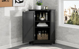 Black Bathroom Cabinet Triangle Corner Storage Cabinet with Adjustable Shelf Modern Style MDF Board