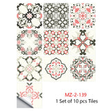 Mosaic 10-Piece Imitation Ceramic Tile Stickers Set for Home Decoration
