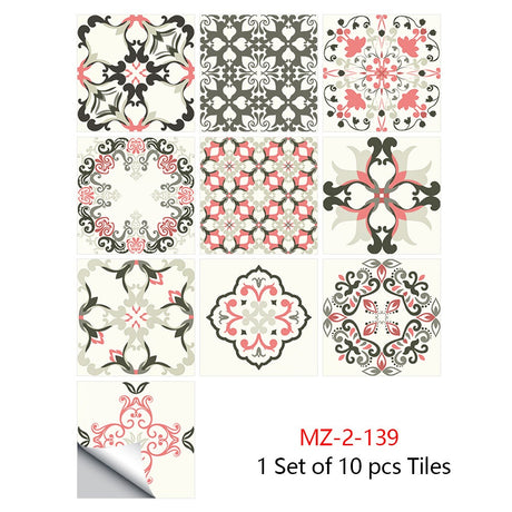 Mosaic 10-Piece Imitation Ceramic Tile Stickers Set for Home Decoration