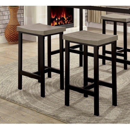 5 Pc Counter Height Table Set Two Tone Design Black Gray Dining Chairs Sturdy Metal Construction PVC Plastic Top Dining Room Furniture Julia M Home & Kitchen