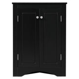 Black Triangle Bathroom Storage Cabinet with Adjustable Shelves, Freestanding Floor Cabinet for Home Kitchen