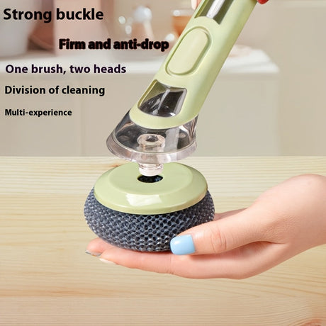 Extended Handle Ergonomic Dishwashing Brush with Soap Dispenser, Replaceable Head for Easy Cleaning of Pots, Pans & Sinks - Essential Kitchen Tool Julia M LifeStyles