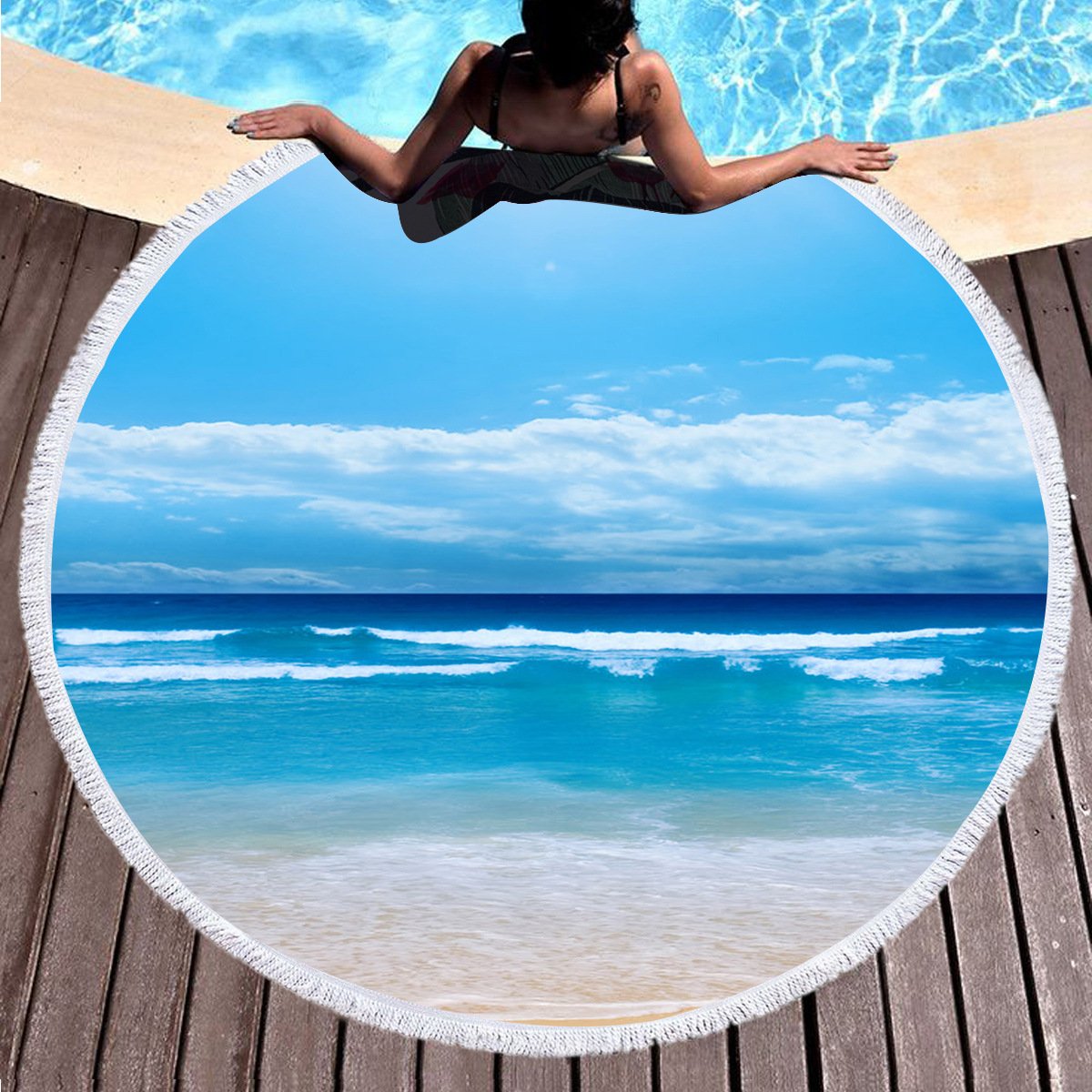 Round landscape Beach towel home textile Beach Towel Tapestry Blanket - Julia M LifeStyles