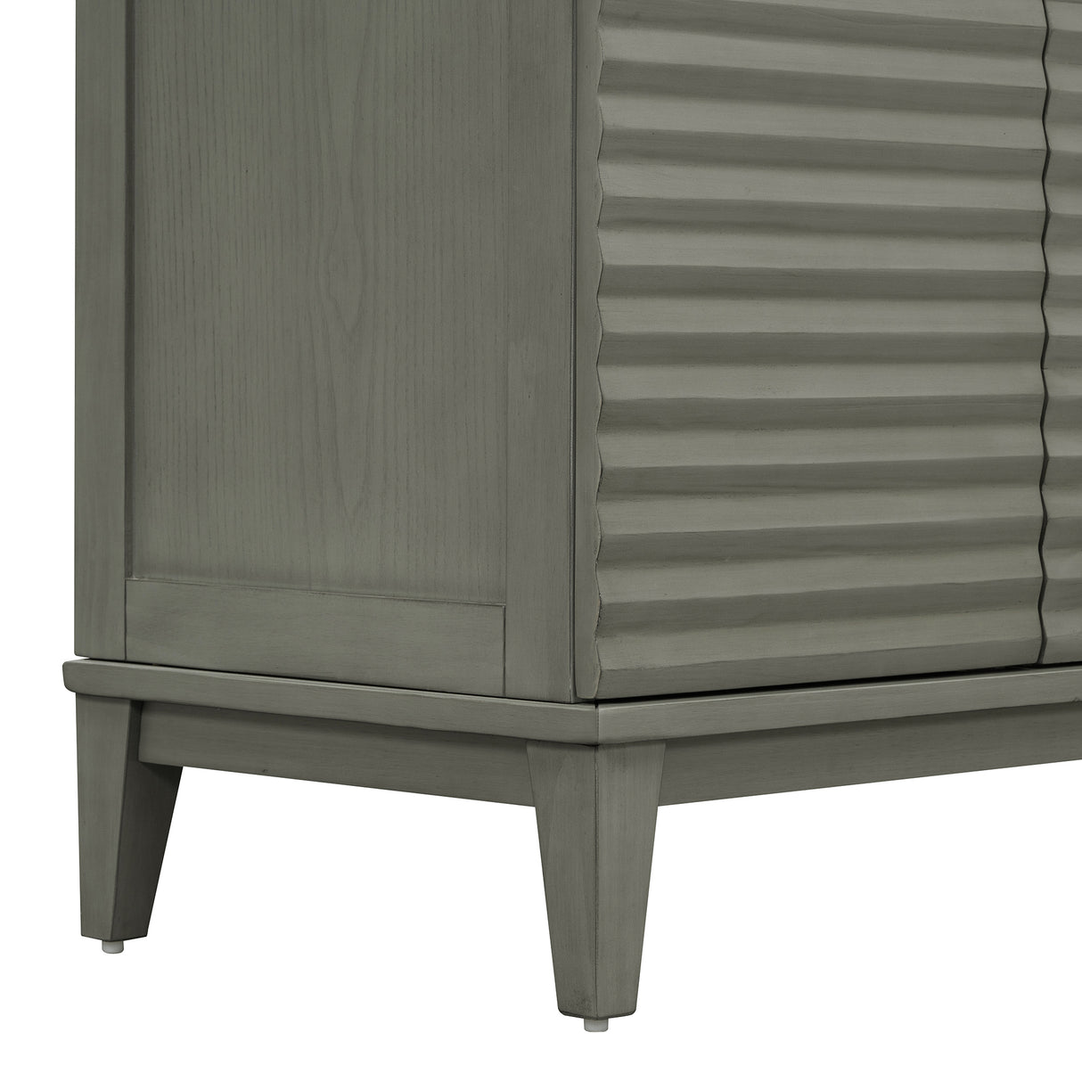 Side panel with 4-door large storage buffet, adjustable shelves and metal handles (antique gray)