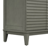 Side panel with 4-door large storage buffet, adjustable shelves and metal handles (antique gray)