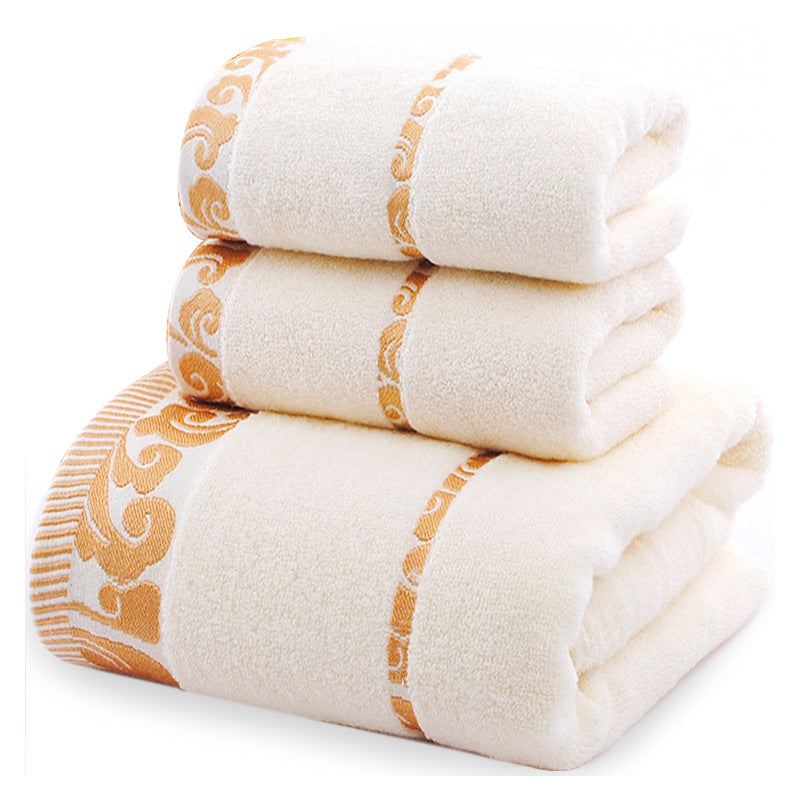 Pure Cotton Luxury Three-Piece Towel Set – Soft, Thick, Elegant