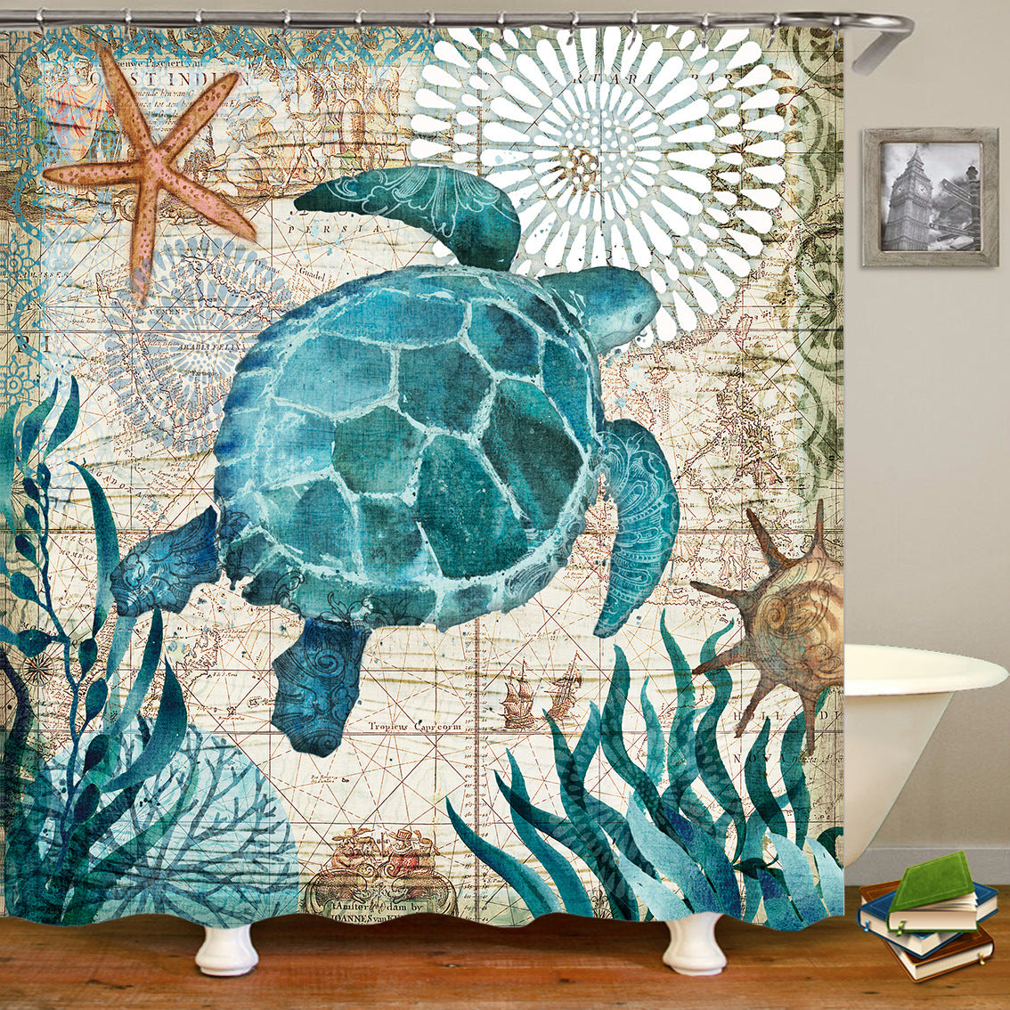 sea worldl Style Pattern Bathroom Shower Curtain