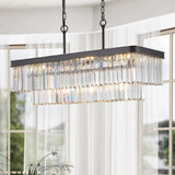Chandeliers,Rectangular Crystal Chandelier Adjustable,E12 Modern Industrial Crystal Lights (Bulb Not Included)