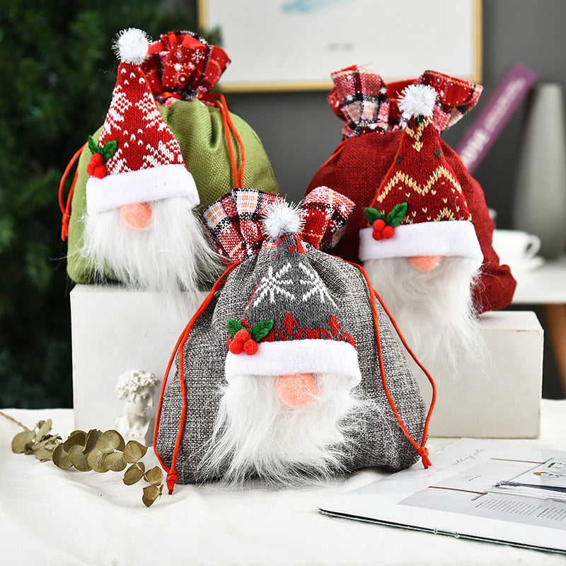 Christmas Faceless Doll Tote Bag Creative Christmas Apple Bag Candy Bag Christmas Gift Bundle Pocket