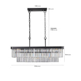 Chandeliers,Rectangular Crystal Chandelier Adjustable,E12 Modern Industrial Crystal Lights (Bulb Not Included)