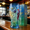 Colored glass bottle beer glass