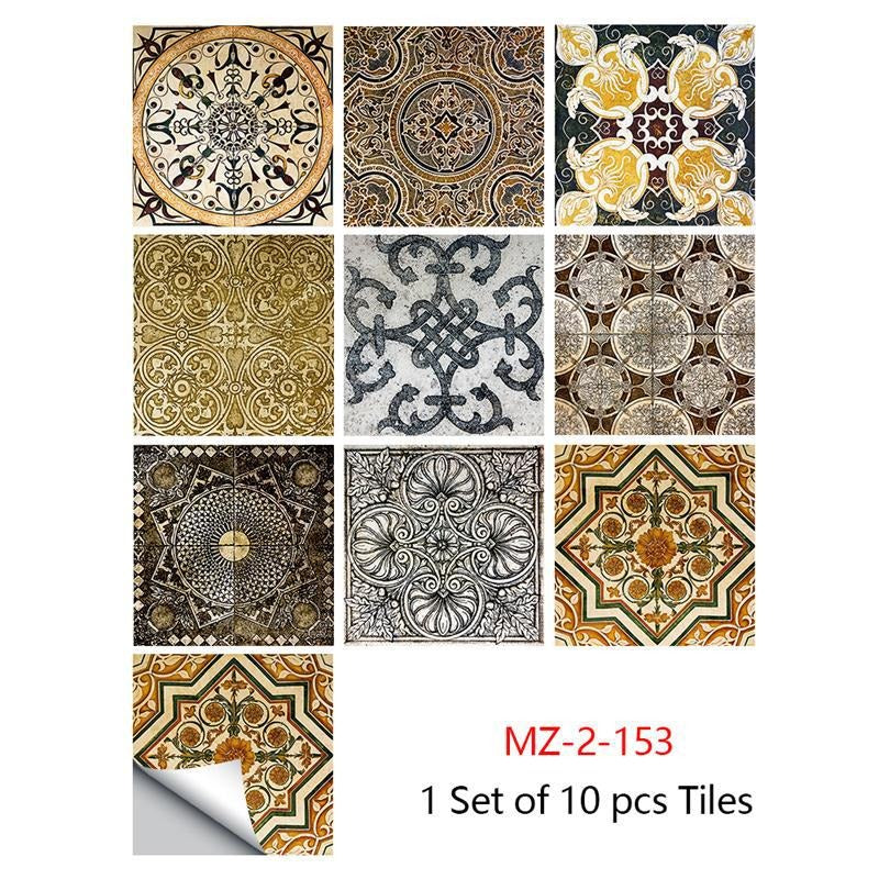 Mosaic 10-Piece Imitation Ceramic Tile Stickers Set for Home Decoration