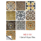 Mosaic 10-Piece Imitation Ceramic Tile Stickers Set for Home Decoration