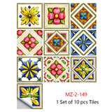Mosaic 10-Piece Imitation Ceramic Tile Stickers Set for Home Decoration
