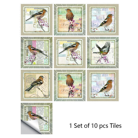 Mosaic 10-Piece Imitation Ceramic Tile Stickers Set for Home Decoration
