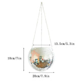 Disco Ball Planter Hanging Mirror Spherical Plastic Flower Pot Horticultural Hanging Basket