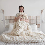 Nordic Chunky Knit Blanket Handmade Crochet Throw Knitted Blanket Sofa Blanket Oversized Woolen Blanket