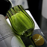 ulia M Haus Hand-Blown Green Floral Wine Glass – 400ml