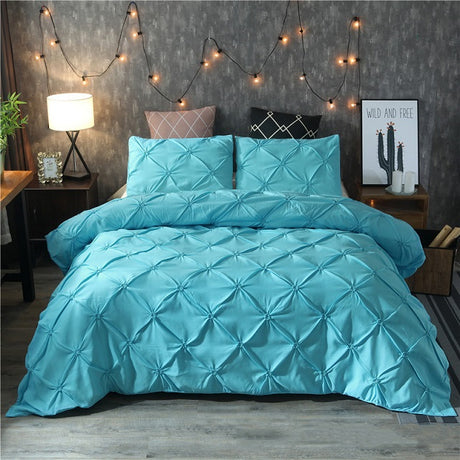 Luxury White Pinch Pleat Duvet Cover Set for Twin/Queen/King