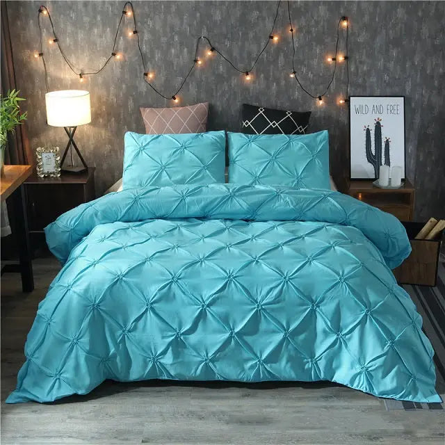 Luxury White Pinch Pleat Duvet Cover Set for Twin/Queen/King eprolo